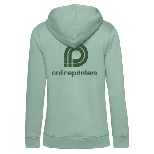 Mintgroene katoen-polyester hoodie voor dames met capuchon.