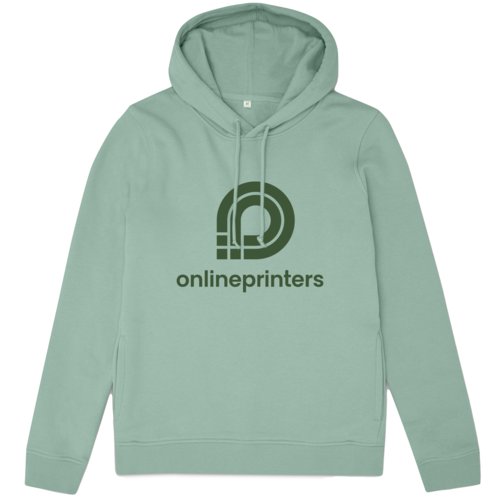 Mintgroene dameshoodie van katoenmix met capuchon en trekkoord.