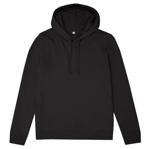 Zwarte hoodie van katoenmix met capuchon en trekkoord, dames.