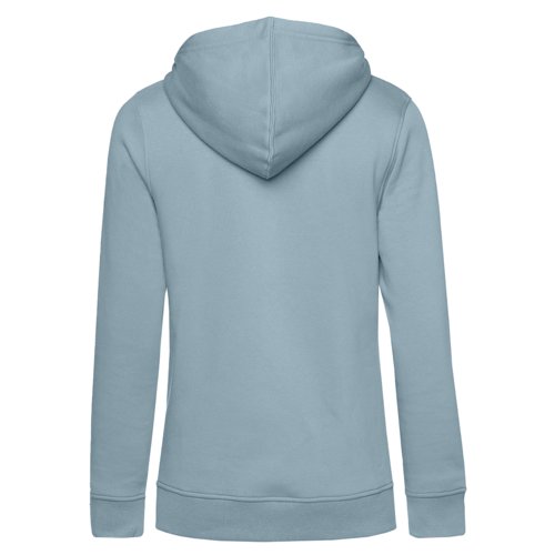 Lichtblauwe dameshoodie van een katoen-polyester mix mit kap.