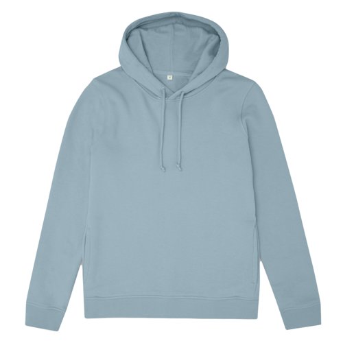 Lichtblauwe hoodie van katoenmix met capuchon en trekkoord.