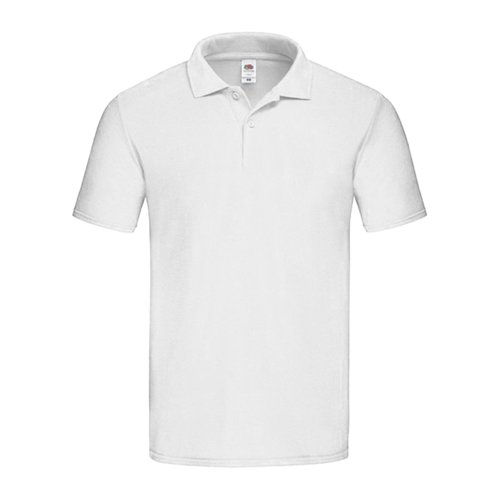 Wit katoenen poloshirt voor heren met korte knoopsluiting.