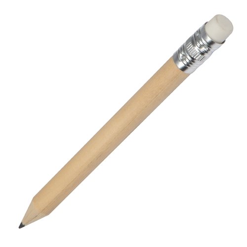 Beige houten mini-potlood met gum.