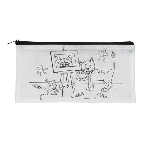 Witte stoffen etui met rits.