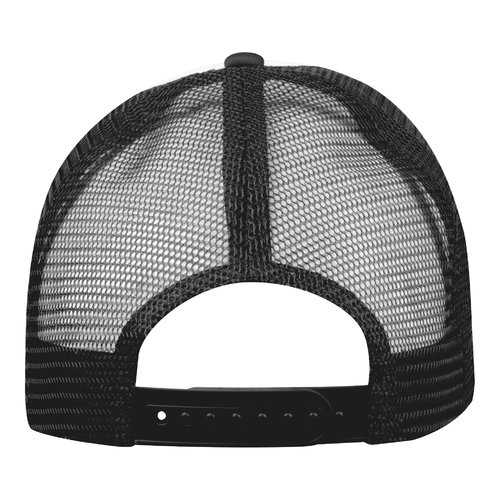 Zwarte trucker cap van mesh met verstelbare sluiting.