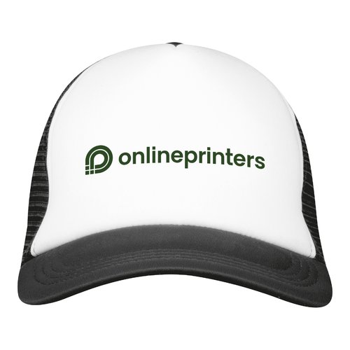 Zwarte trucker cap met mesh inzetstukken en verstelbare sluiting.