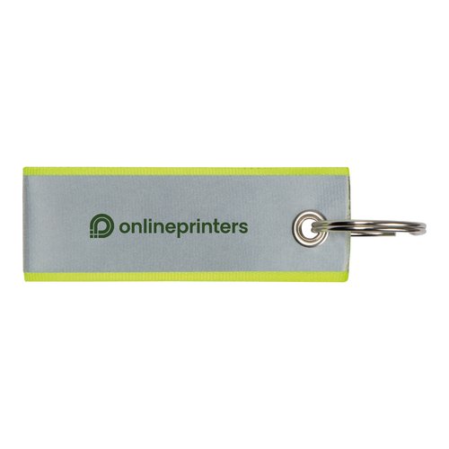 Reflecterende sleutelhanger met metalen ring.
