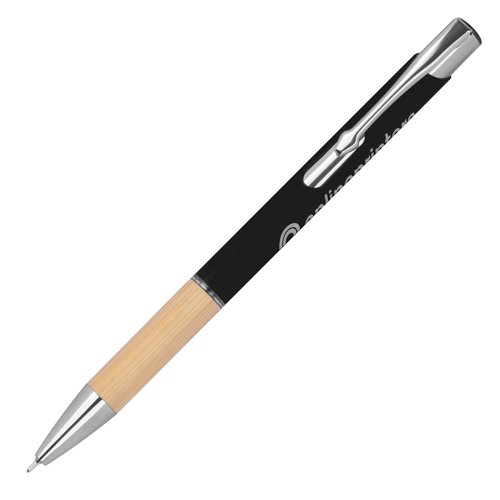 Zwarte gelpen van gerecycled materiaal met clip.