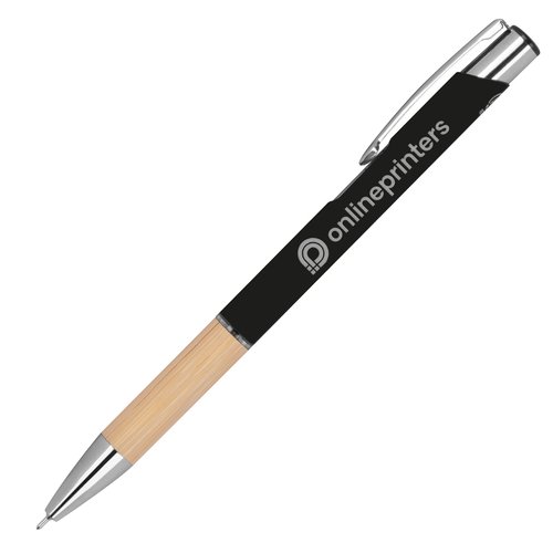 Zwarte gerecyclede gelpen met clip en drukmechanisme.