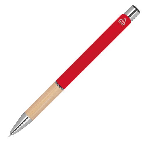 Rode gerecyclede gelpen met punt en dop.