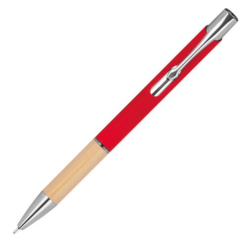 Rode gelpen van gerecycled materiaal met clip.
