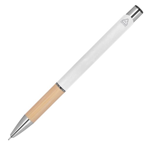 Witte gerecyclede gelpen met drukmechanisme.