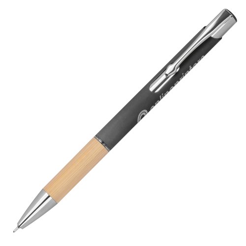 Antraciet gerecyclede gelpen met metalen elementen.