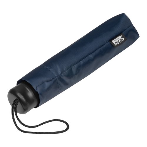 Donkerblauwe RPET zakparaplu met draaglus.