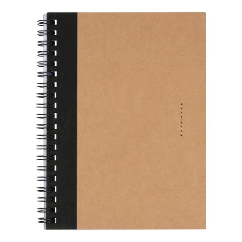 Zwart notitieboek met spiraalbinding.