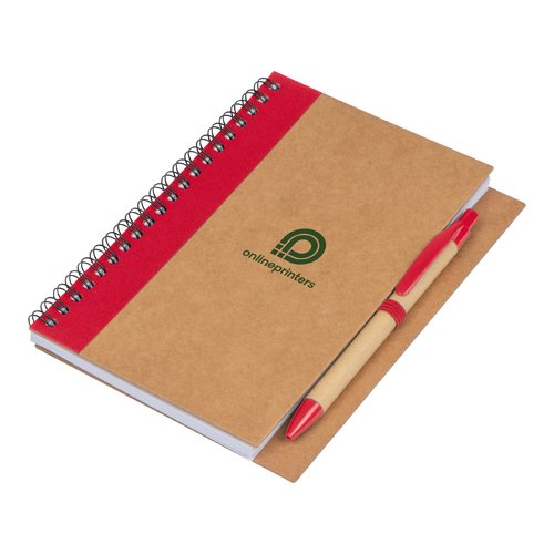 Rood notitieblok met spiraalbinding.