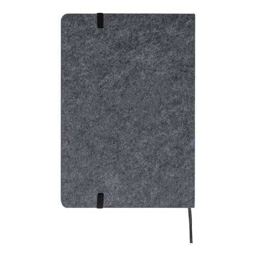 Zilvergrijs vilten notitieboek set met elastische sluiting en pennenlus.