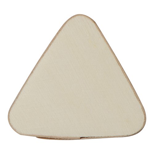 Beige houten schrijfset met driehoekige vorm.