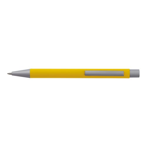 Gele schrijfset met pen en accessoires.