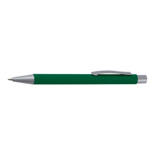 Groene schrijfset met balpen en etui.
