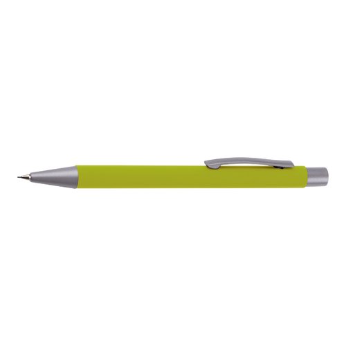 Appelgroene schrijfset inclusief balpen en potlood.