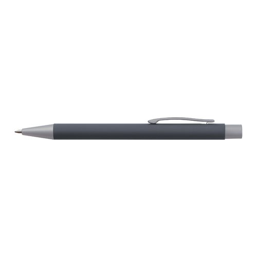 Antracietkleurige schrijfset met balpen en etui.