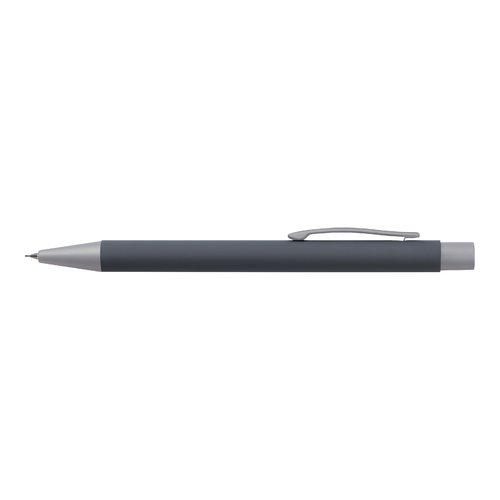 Antracietkleurige schrijfset met balpen en etui.