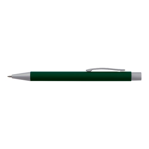 Donkergroene schrijfset met balpen en optionele geschenkverpakking.