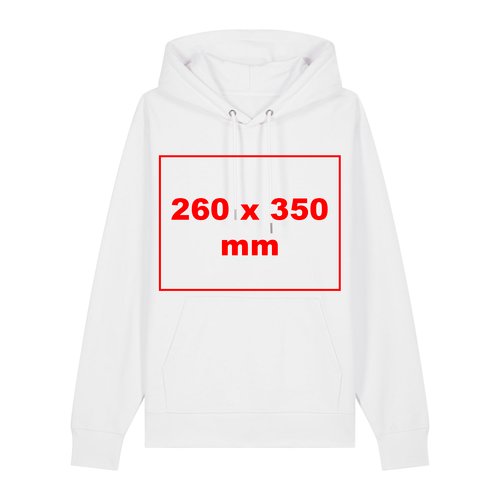 Witte stoffen hoodie met capuchon en kangoeroezak.