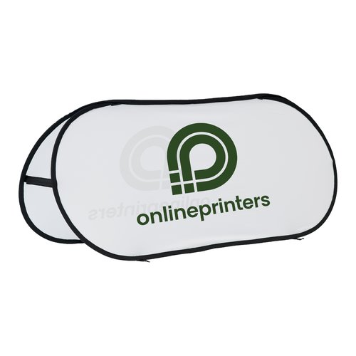 Witte textiel beachbanner in horizontale richting.