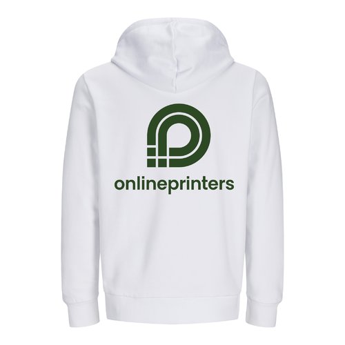 Wit sweatshirt jack van biologisch katoen en gerecycled polyester met capuchon.