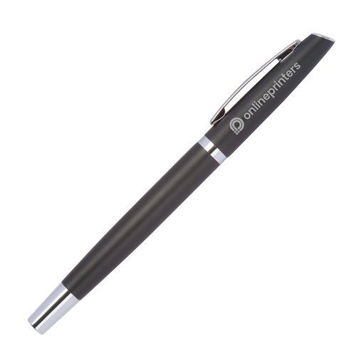 Zwarte schrijfset van gerecycled aluminium, bestaande uit een pen.