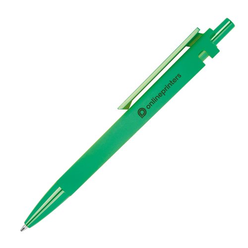 Groene gerecyclede ABS balpen met clip en drukknop.