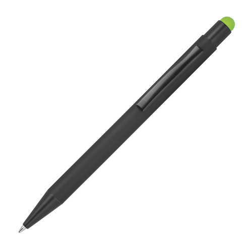 Appelgroene metalen balpen met aanraakfunctie en clip.