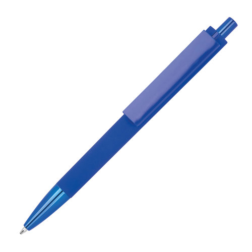 Blauwe gerecyclede ABS-balpen met drukknop.