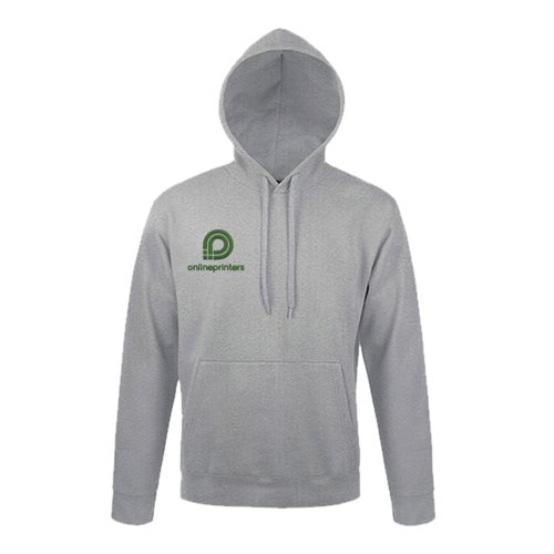 Grijs gem�leerde hoodie van katoenmix met capuchon en kangoeroezak.