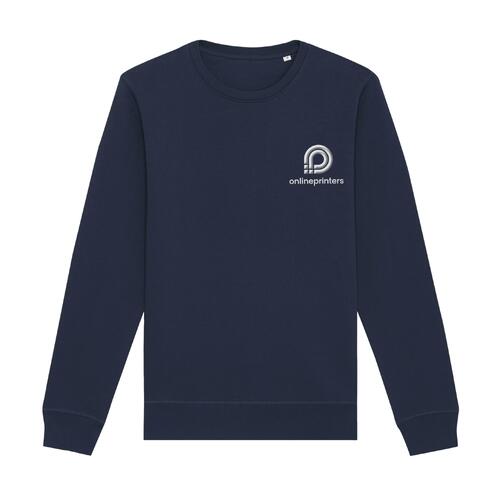 Marineblauw sweatshirt van biologisch katoen-polyester mix met unisex pasvorm.