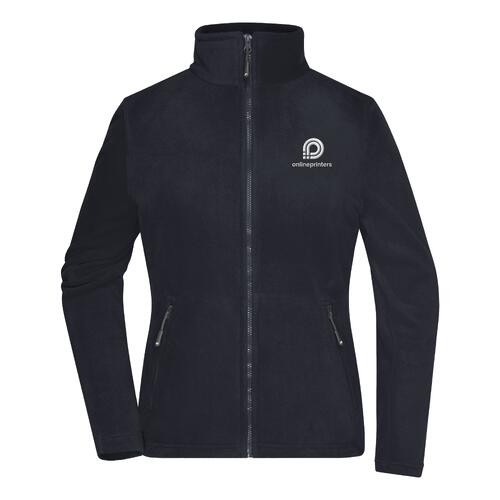 Marineblauwe fleece jacket van polyester voor dames met volledige ritssluiting.