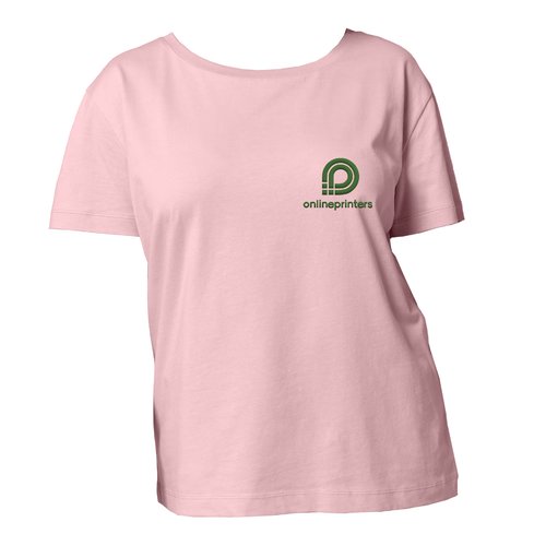 Roze katoenen T-shirt voor dames met korte mouwen.