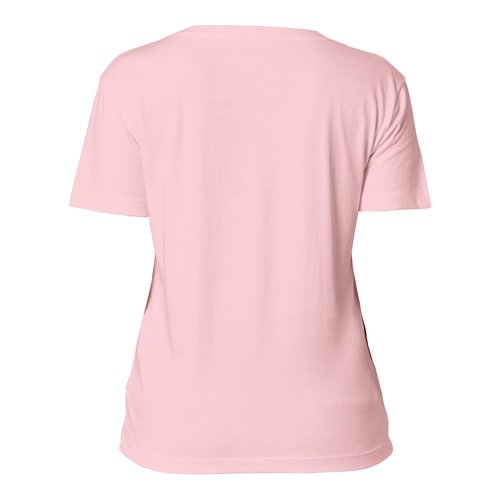 Roze katoenen T-shirt voor dames met korte mouwen.