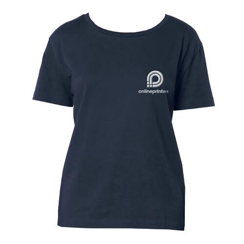 Marineblauw biologisch katoenen T-shirt voor dames.