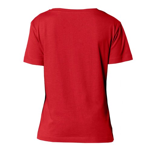 Rood dames T-shirt van biologisch katoen met korte mouwen.