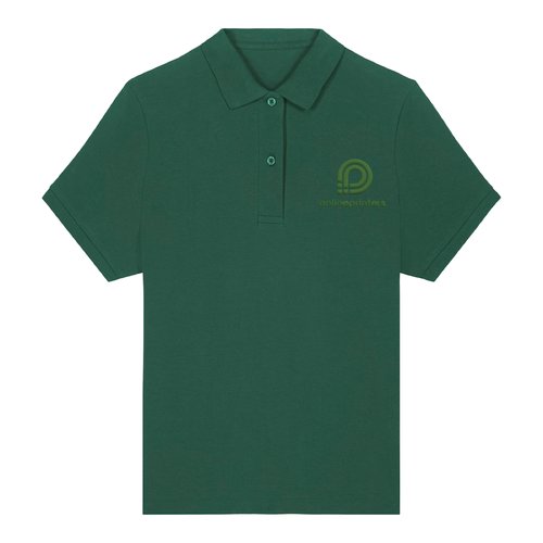 Groen damespoloshirt van katoen met korte mouwen en knoopsluiting.