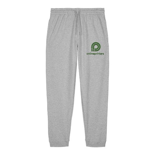 Grijs gem�leerde joggingbroek van biologisch katoen met trekkoord.