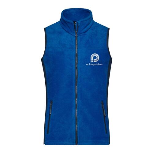 Blauw polyester fleece vest voor dames met volledige rits en zakken.