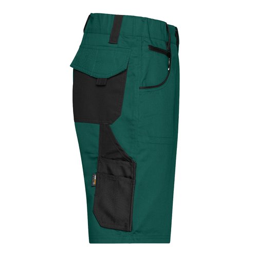 Donkergroen/zwart polyester-katoenen korte broek met meerdere zakken.