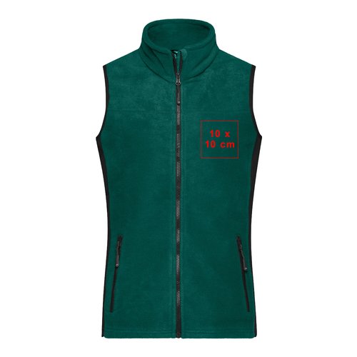 Groen fleece vest met volledige rits en zakken.