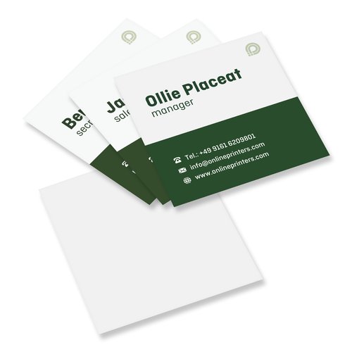 Papieren visitekaartjes in een multipack, enkelzijdig bedrukbaar.