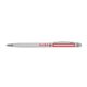 Zilverkleurige metalen balpen met clip en touchpen-functie.