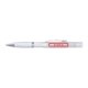 Witte plastic balpen met sprayfunctie en clip.